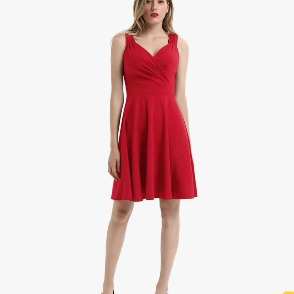 GRACE KARIN Sleeveless Wrap V-Neck A-line Bridesmaid Cocktail Party Dress - Picture 5 of 12